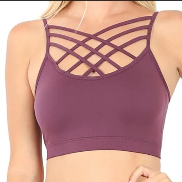 Zenana Outfitters Other - Zenana Eggplant Strappy Purple Bralette